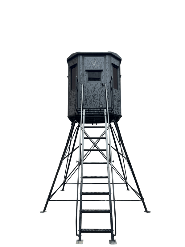 Monarch Elevated Hunting Blind - front entry stairs and door